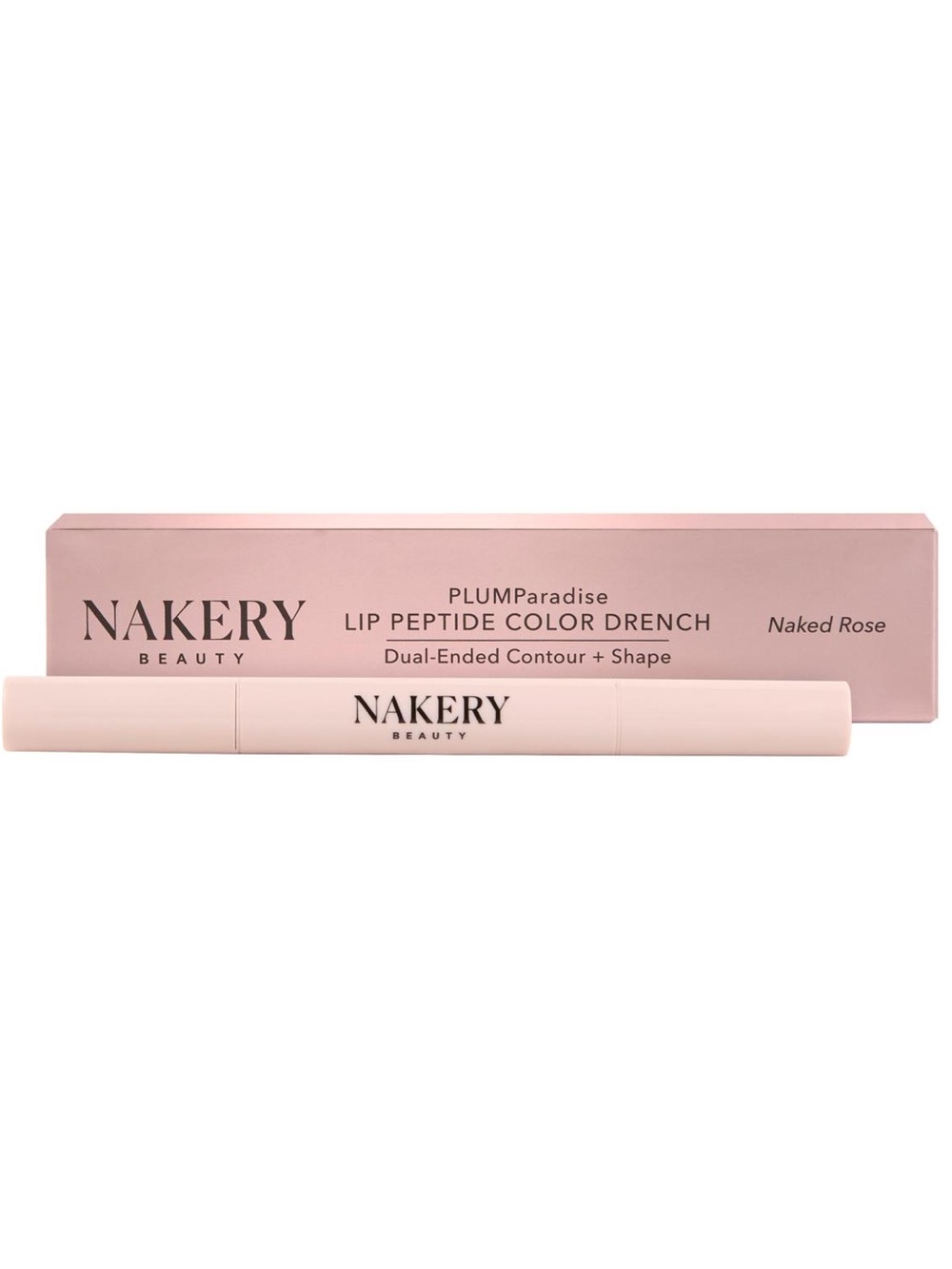 Nakery Beauty PLUMPparadise Lip Peptide Color Drench dual end NAKED ROSE NIB